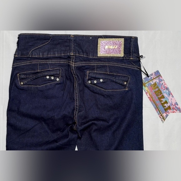 NWT Nelli Denim Jeans 9/10 Tall Skinny Bling Sparkly Dark Wash Pants 30x32 - Picture 9 of 10